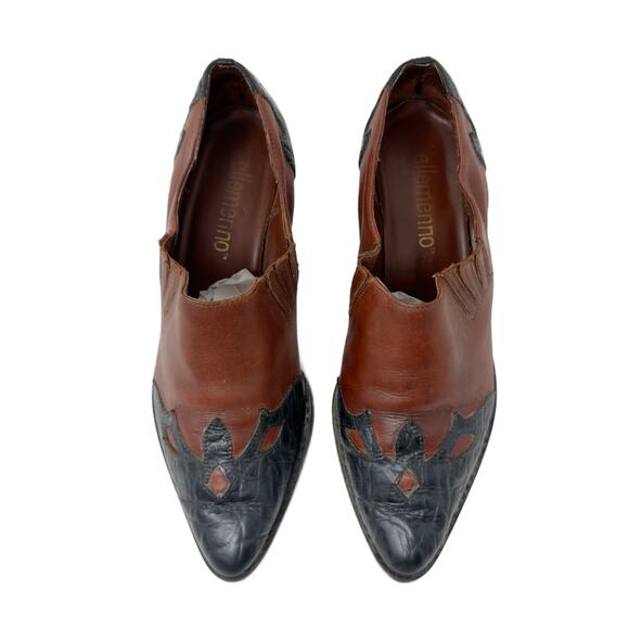 Vintage 90s Ellemenno Winona Western Booties Womens size 7 M Leather Shoes - Picture 10 of 16